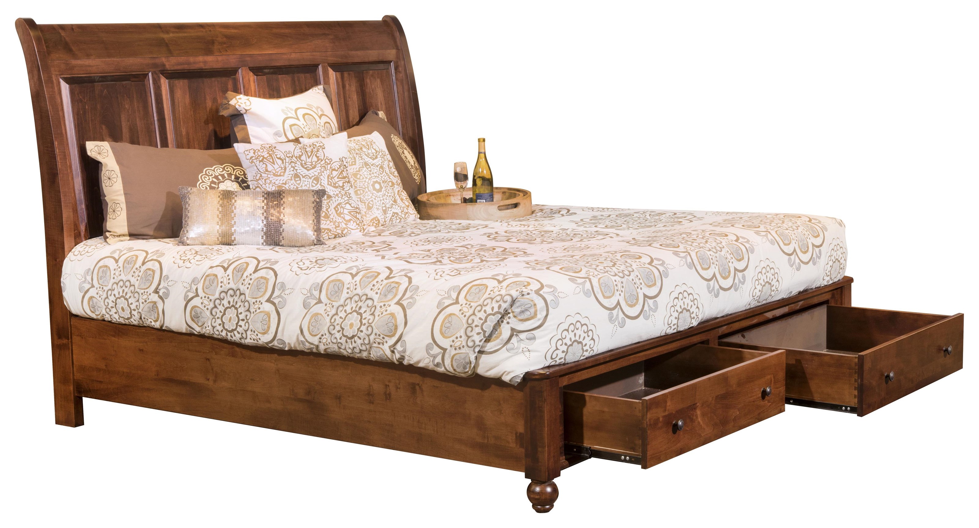 Wayside Custom Furniture Newport King Sleigh Bed with Footboard Storage